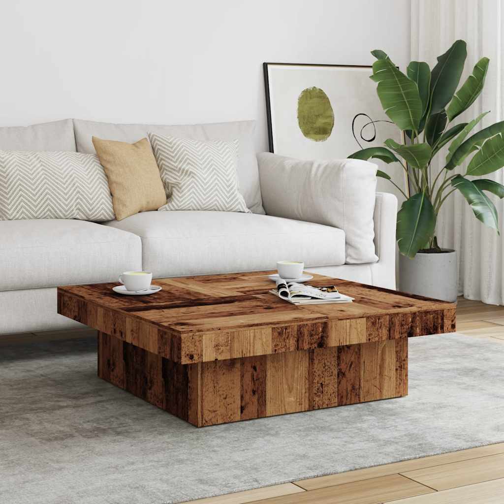 Coffee table, old wood, 90x90x28 cm, processed wood