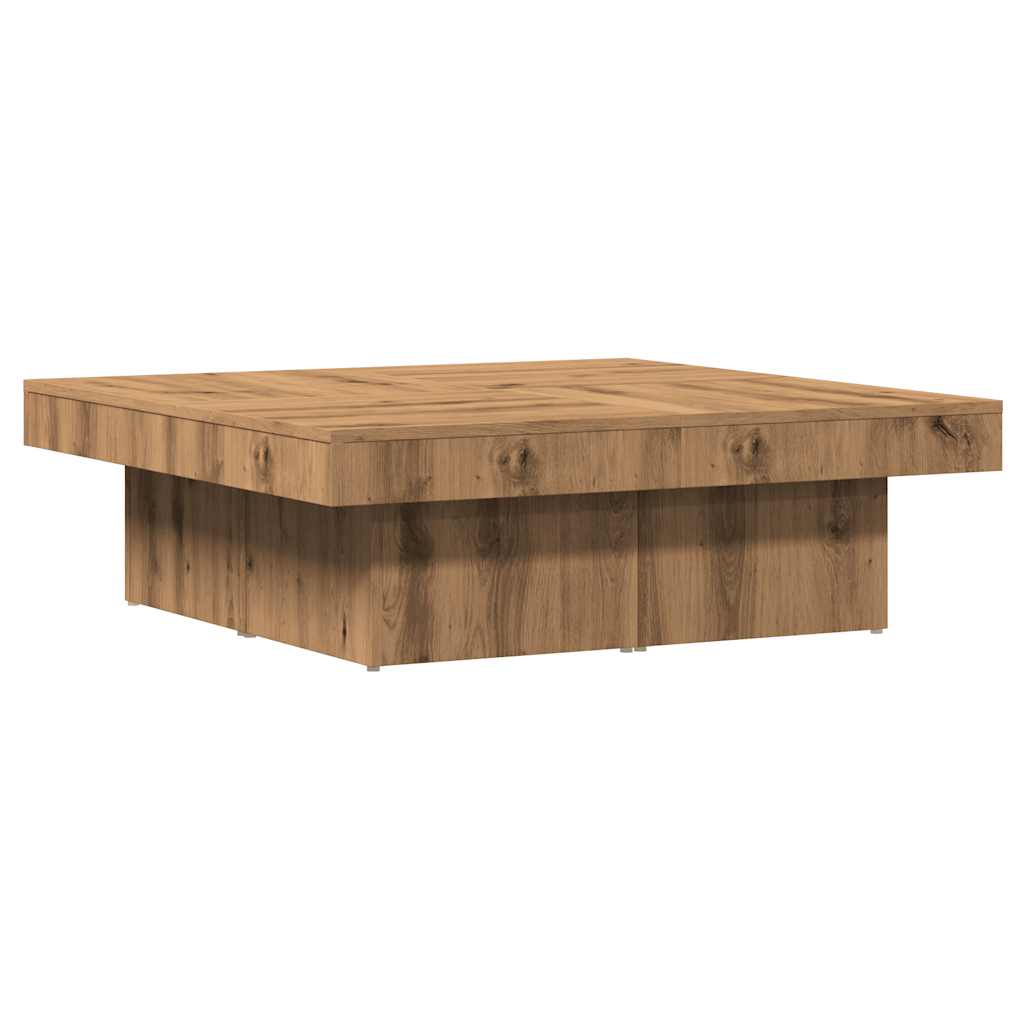 Coffee table, handcrafted oak, 90x90x28 cm, processed wood