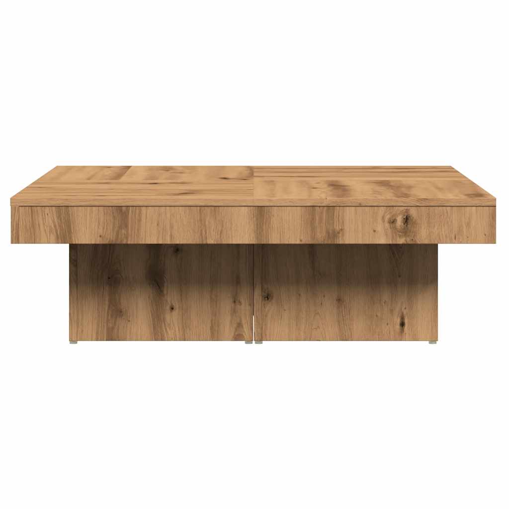 Coffee table, handcrafted oak, 90x90x28 cm, processed wood