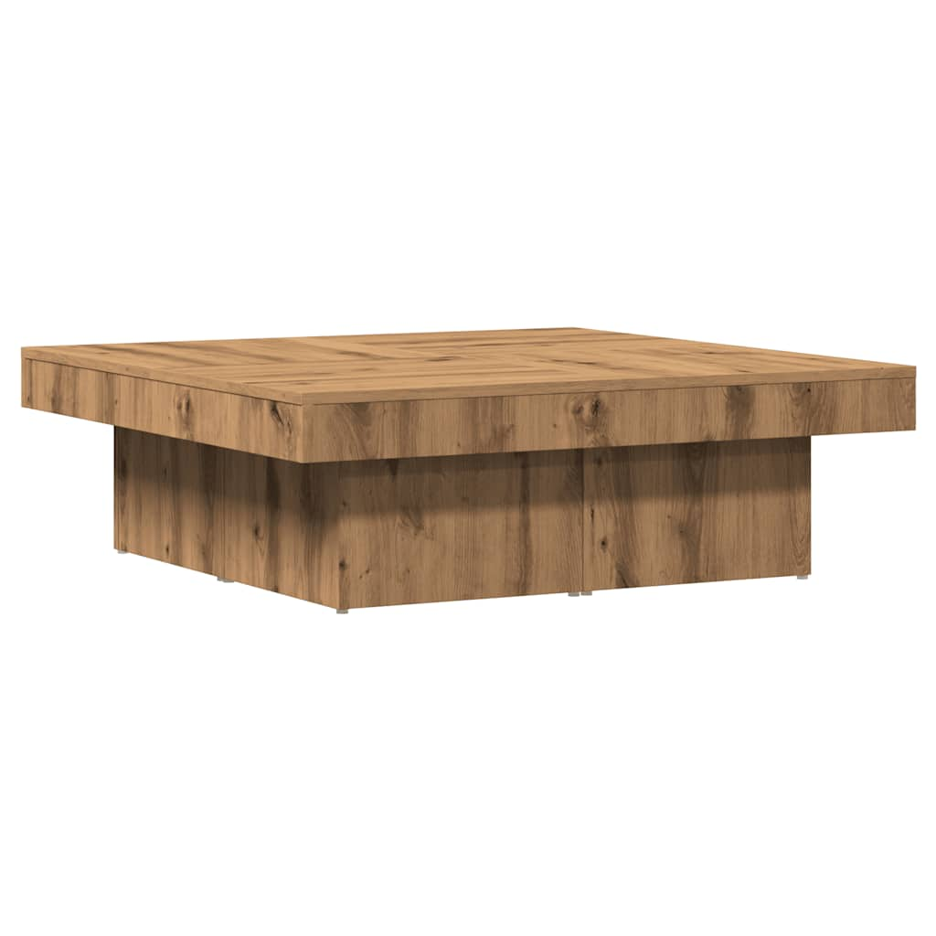 Coffee table, handcrafted oak, 90x90x28 cm, processed wood