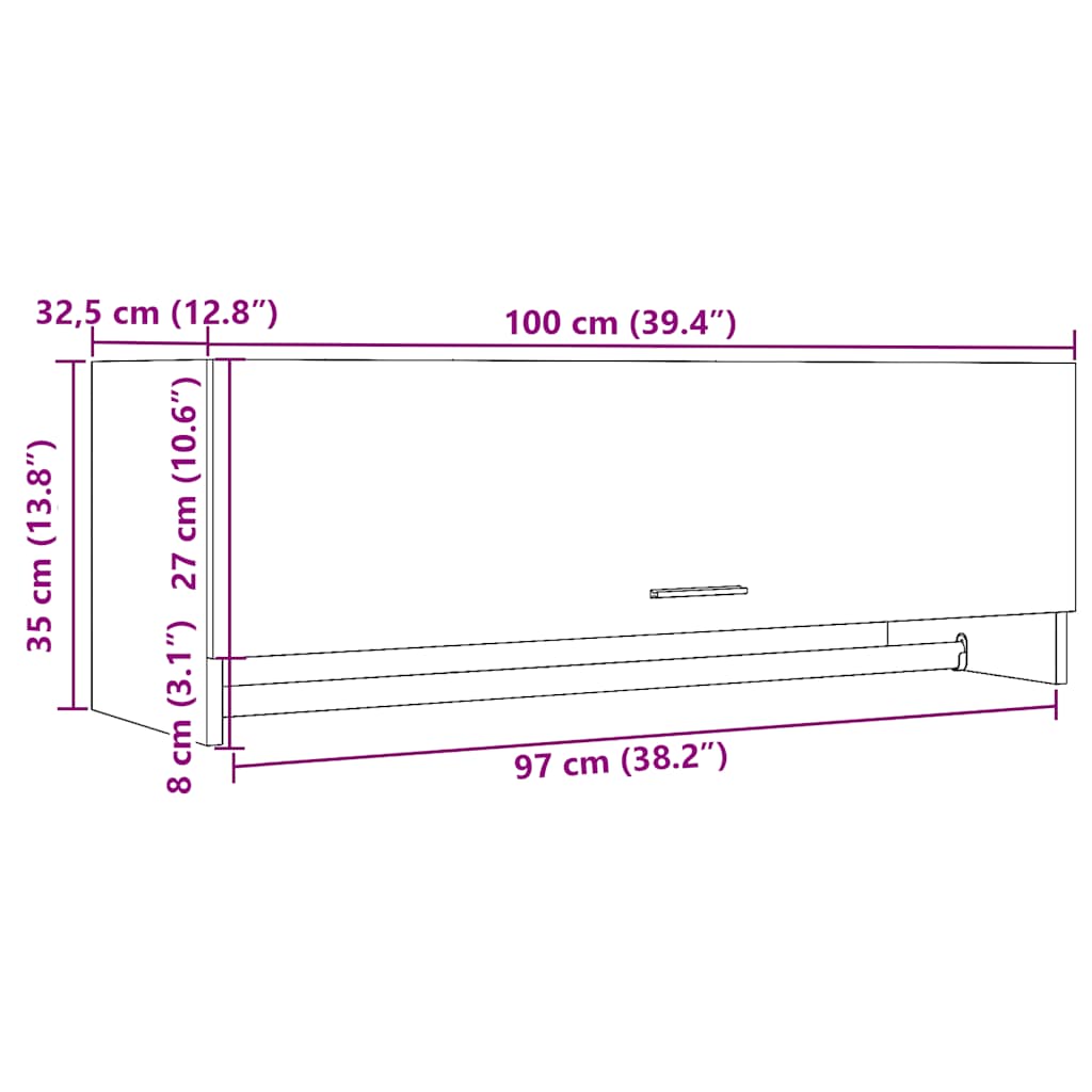 Wardrobe, old wood, 100x32.5x35 cm, chipboard