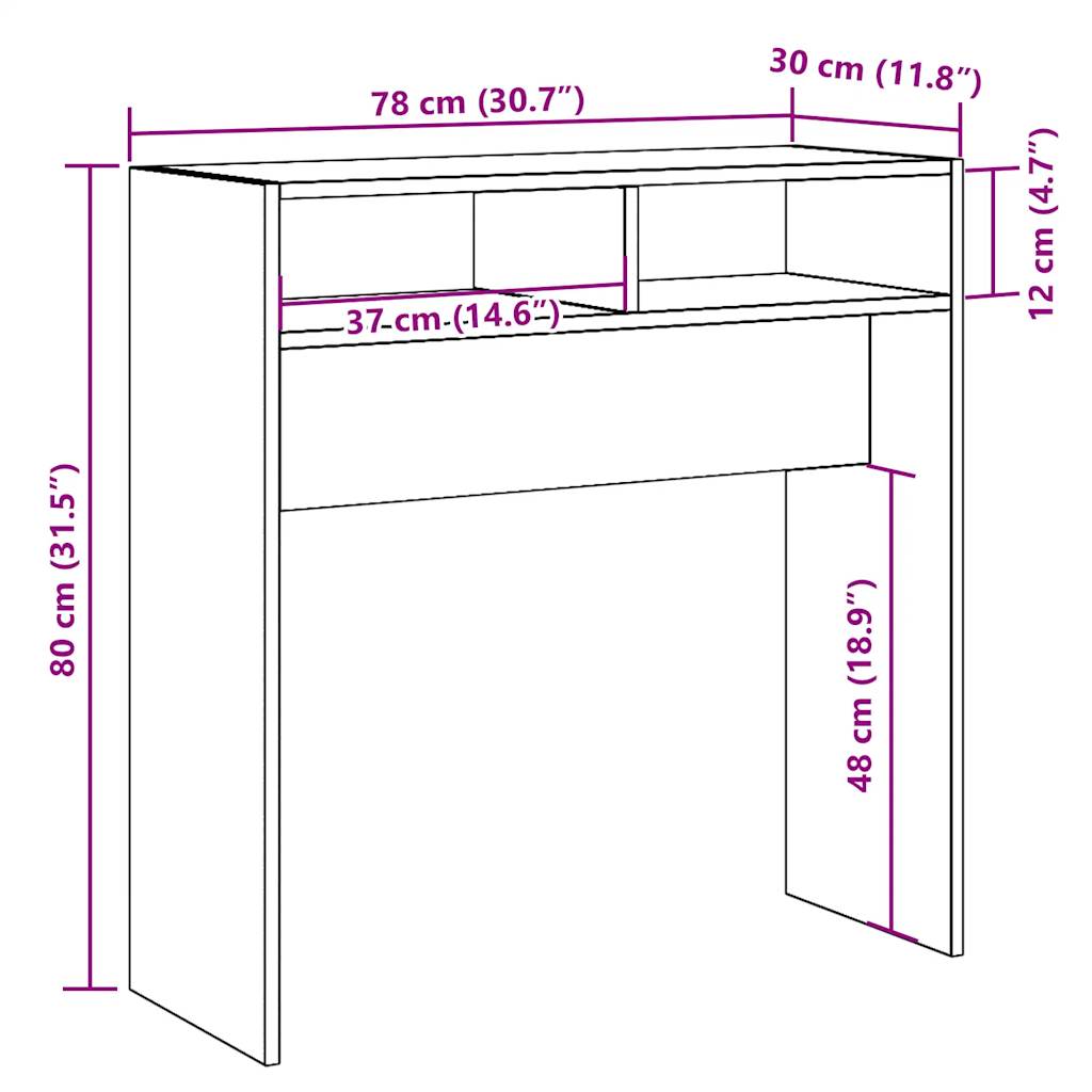 Console table, Old wood, 78x30x80 cm, Chipboard