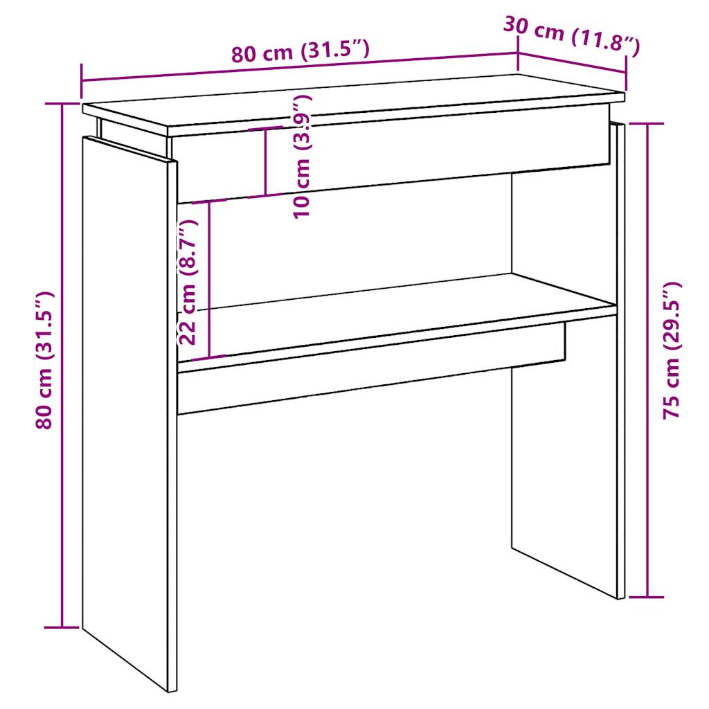 Console table, old wood, 80x30x80 cm, chipboard