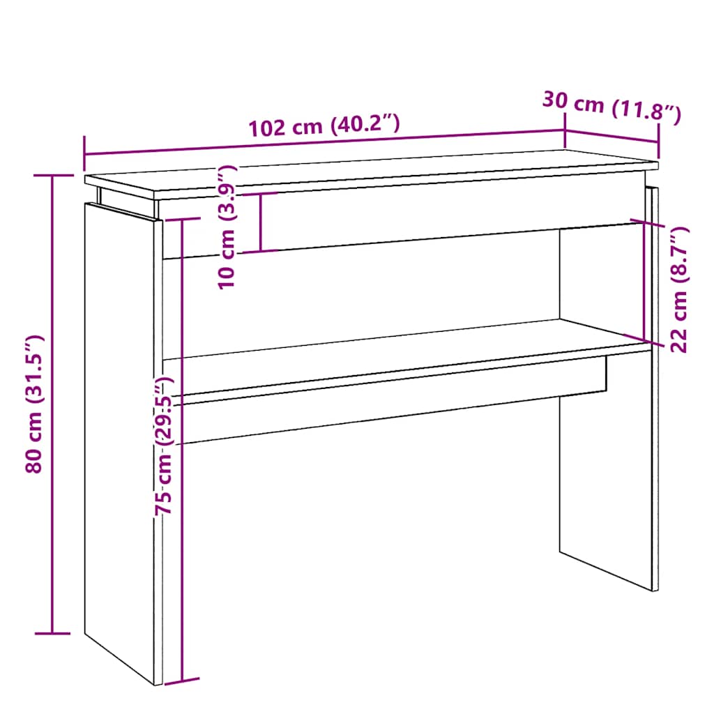 Console table, old wood, 80x30x102 cm, chipboard