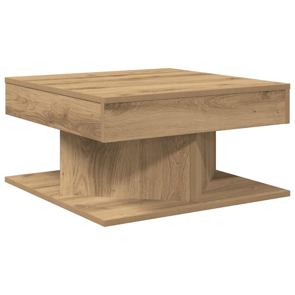 Coffee table, handcrafted oak, 55x55x30 cm, processed wood