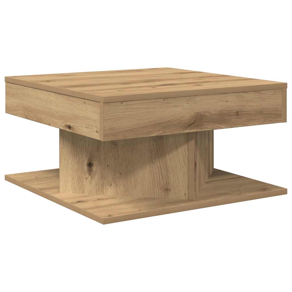 Coffee table, handcrafted oak, 55x55x30 cm, processed wood