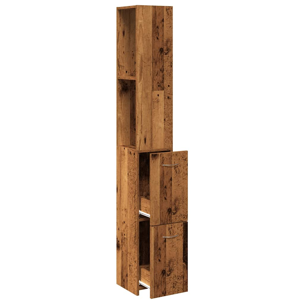 Bathroom cabinet, old wood, 25x25x170 cm, chipboard