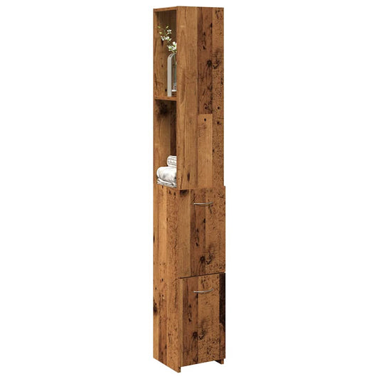 Bathroom cabinet, old wood, 25x25x170 cm, chipboard