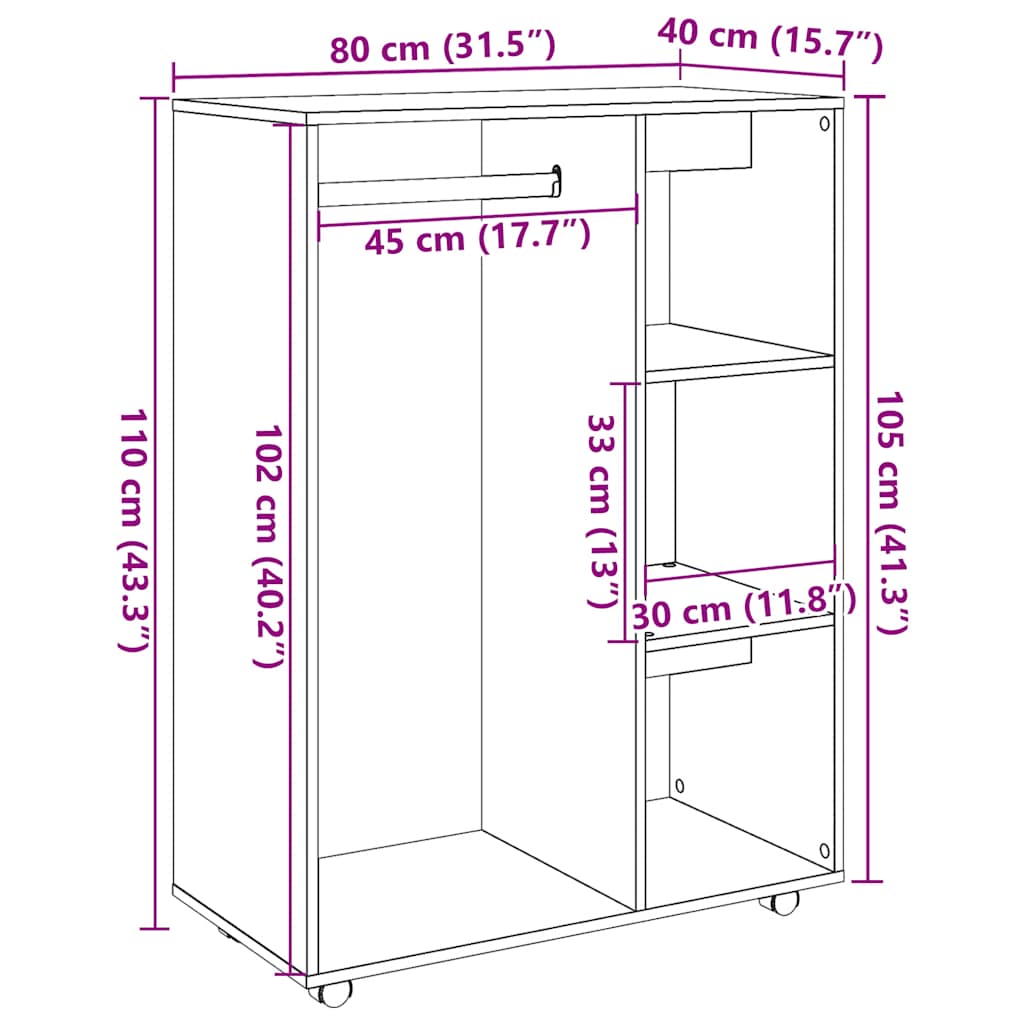 Wardrobe, old wood, 80x40x110 cm, processed wood