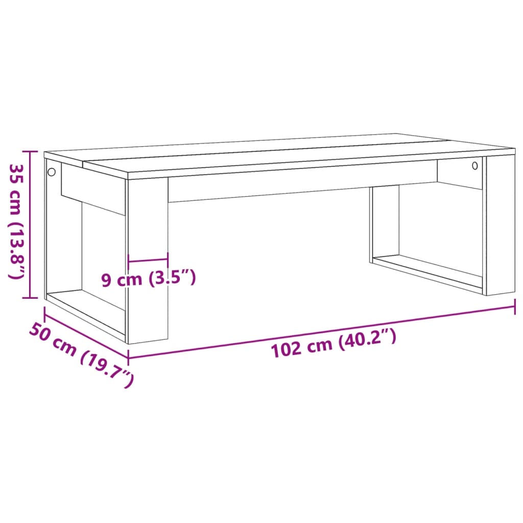 Coffee table, old wood, 102x50x35 cm, processed wood