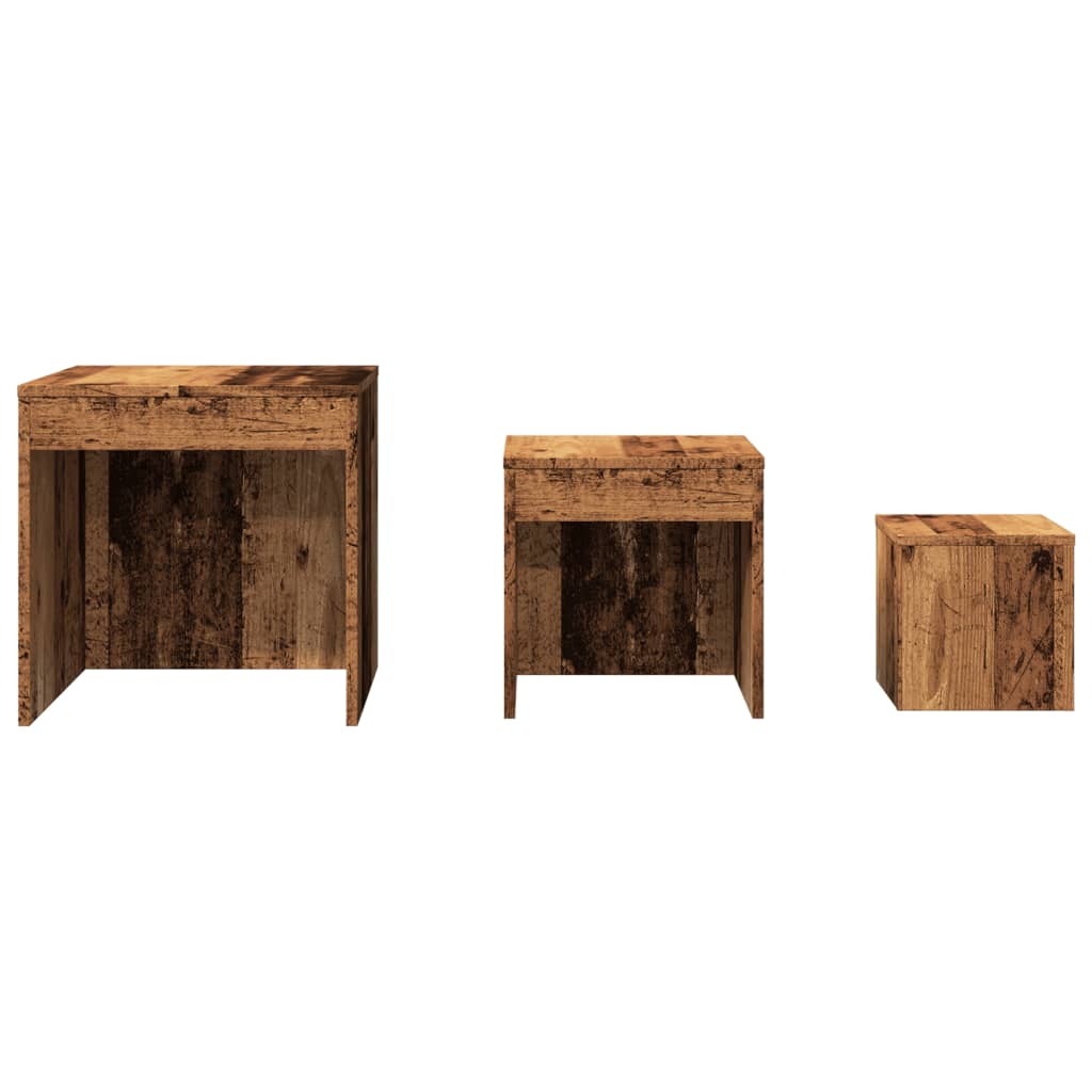 Stackable tables, 3 pcs., old wood, processed wood