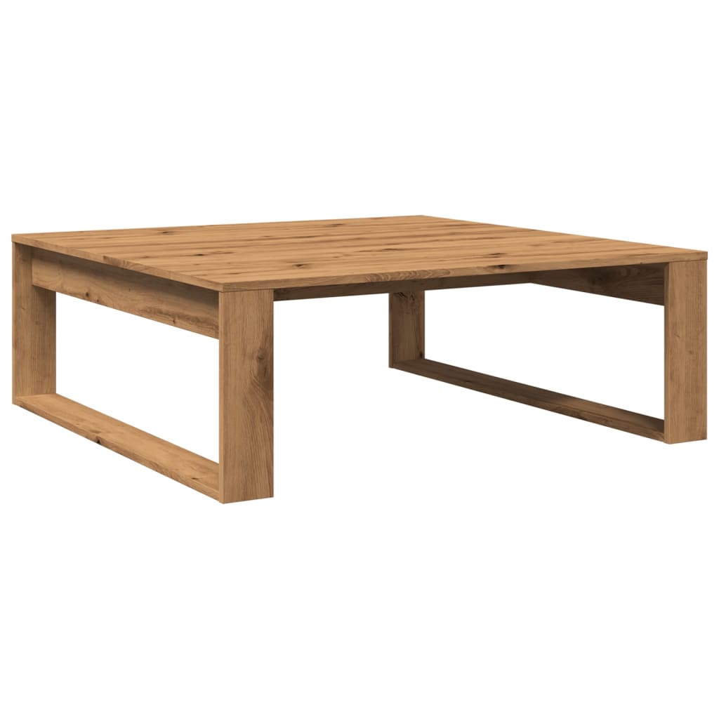 Coffee table, handcrafted oak, 100x100x35 cm, processed wood