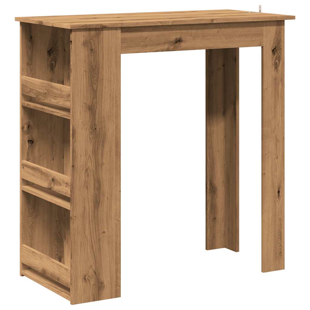 Bar table with storage shelf Handcrafted oak 102x50x103.5 cm