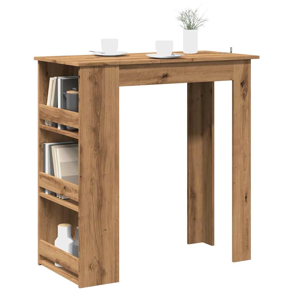 Bar table with storage shelf Handcrafted oak 102x50x103.5 cm