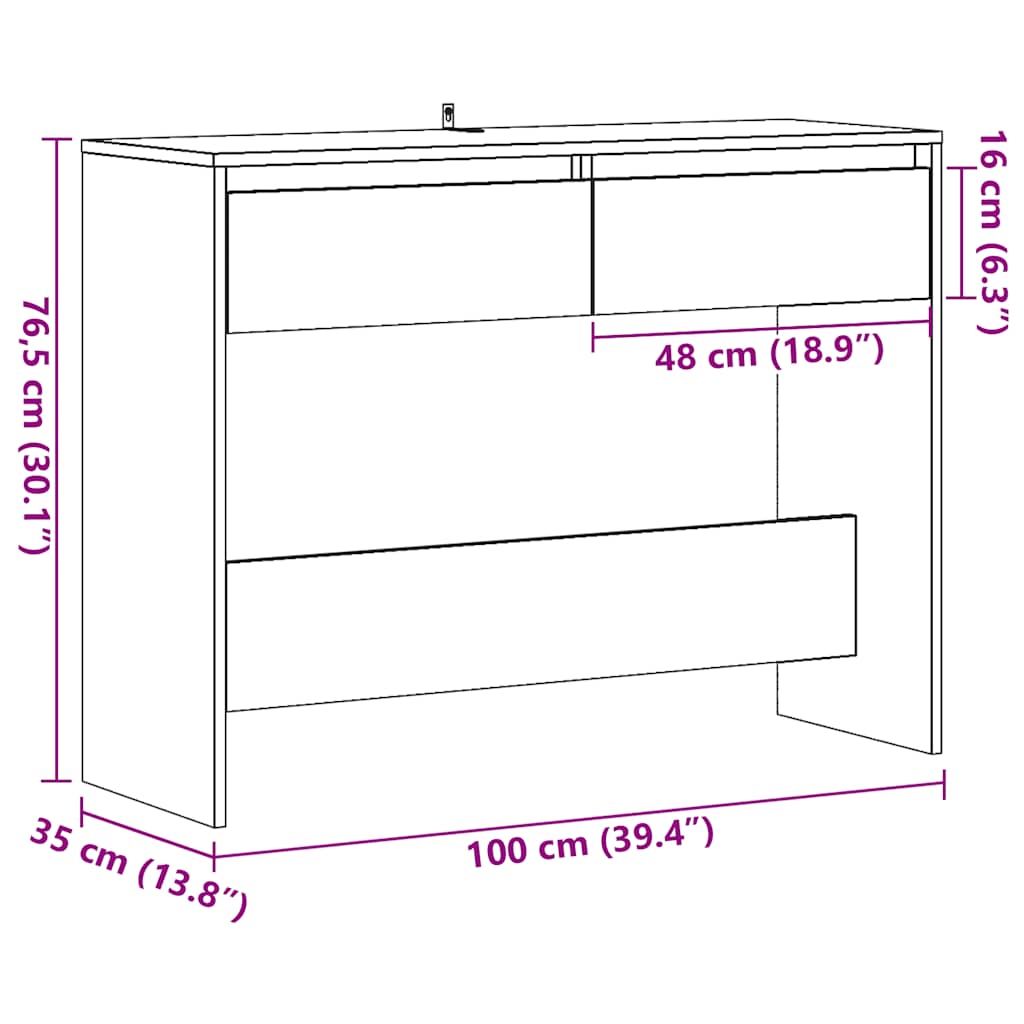 Console table, old wood, 100x35x76.5 cm, processed wood