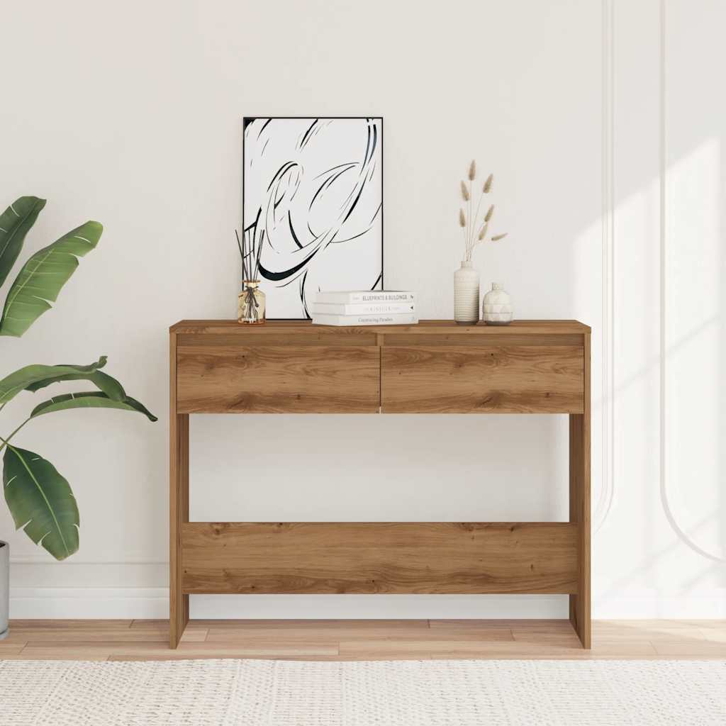 Console table, handcrafted oak, 100x35x76.5cm, processed wood