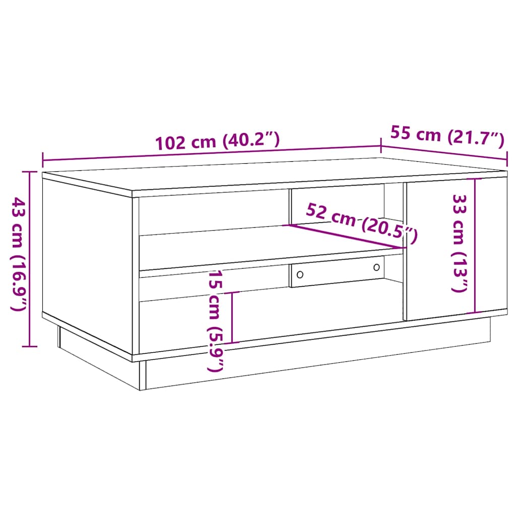 Coffee table, old wood, 102x55x43 cm, processed wood