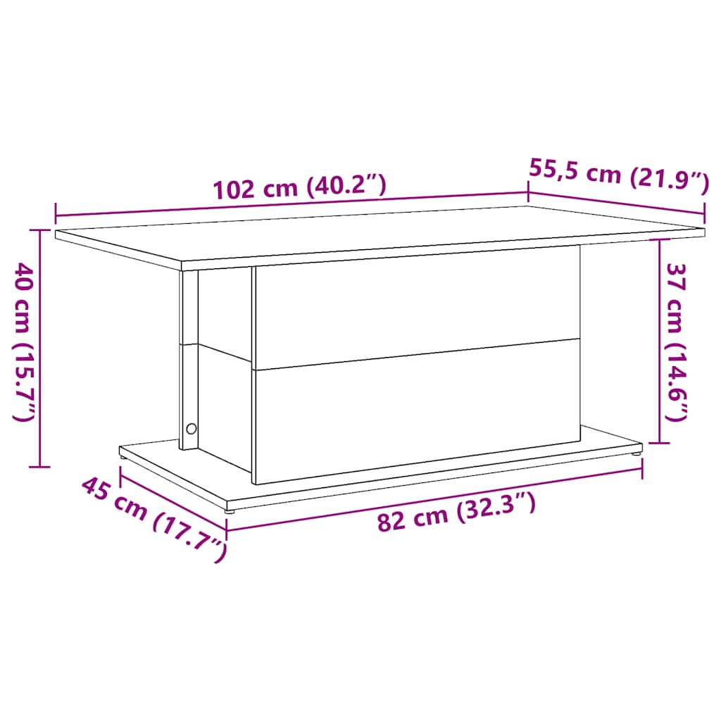 Coffee table, old wood, 102x55.5x40 cm, processed wood