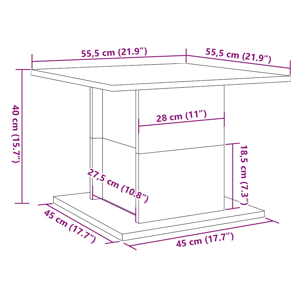 Coffee table, old wood, 55.5x55.5x40 cm, processed wood