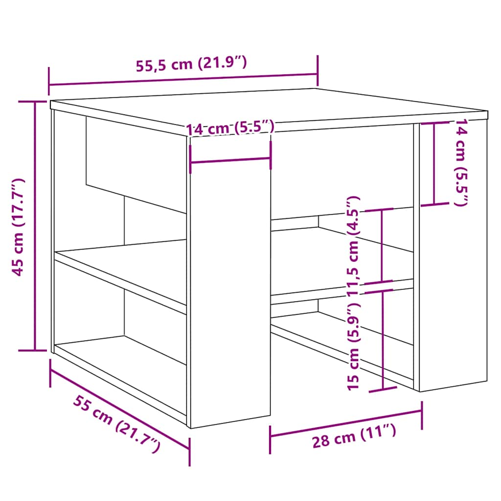 Masuta de cafea din lemn vechi 55,5x55x45 cm lemn de prelucrare