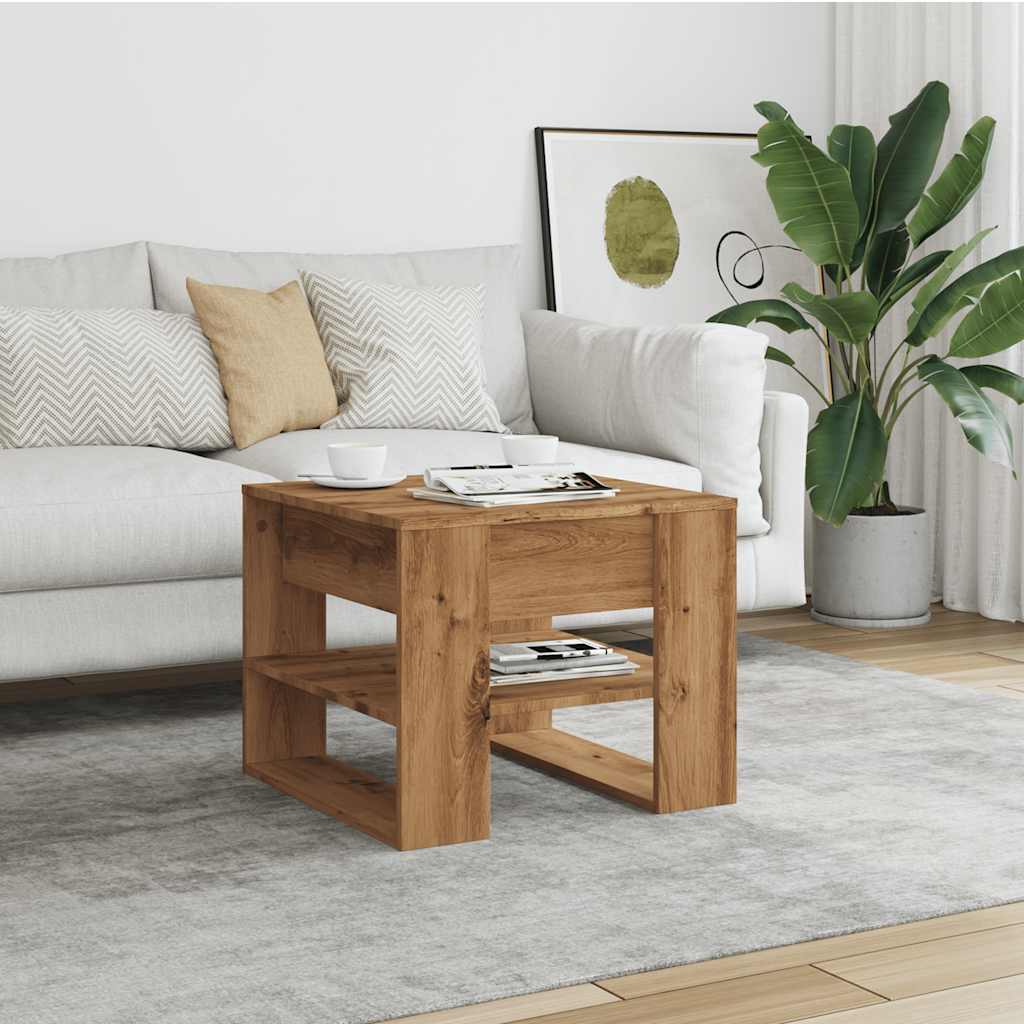 Coffee table Artisanal oak 55.5x55x45 cm Processed wood