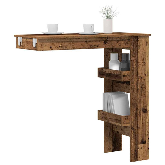 Wall-mounted bar table, old wood, 102x45x103.5 cm, composite wood