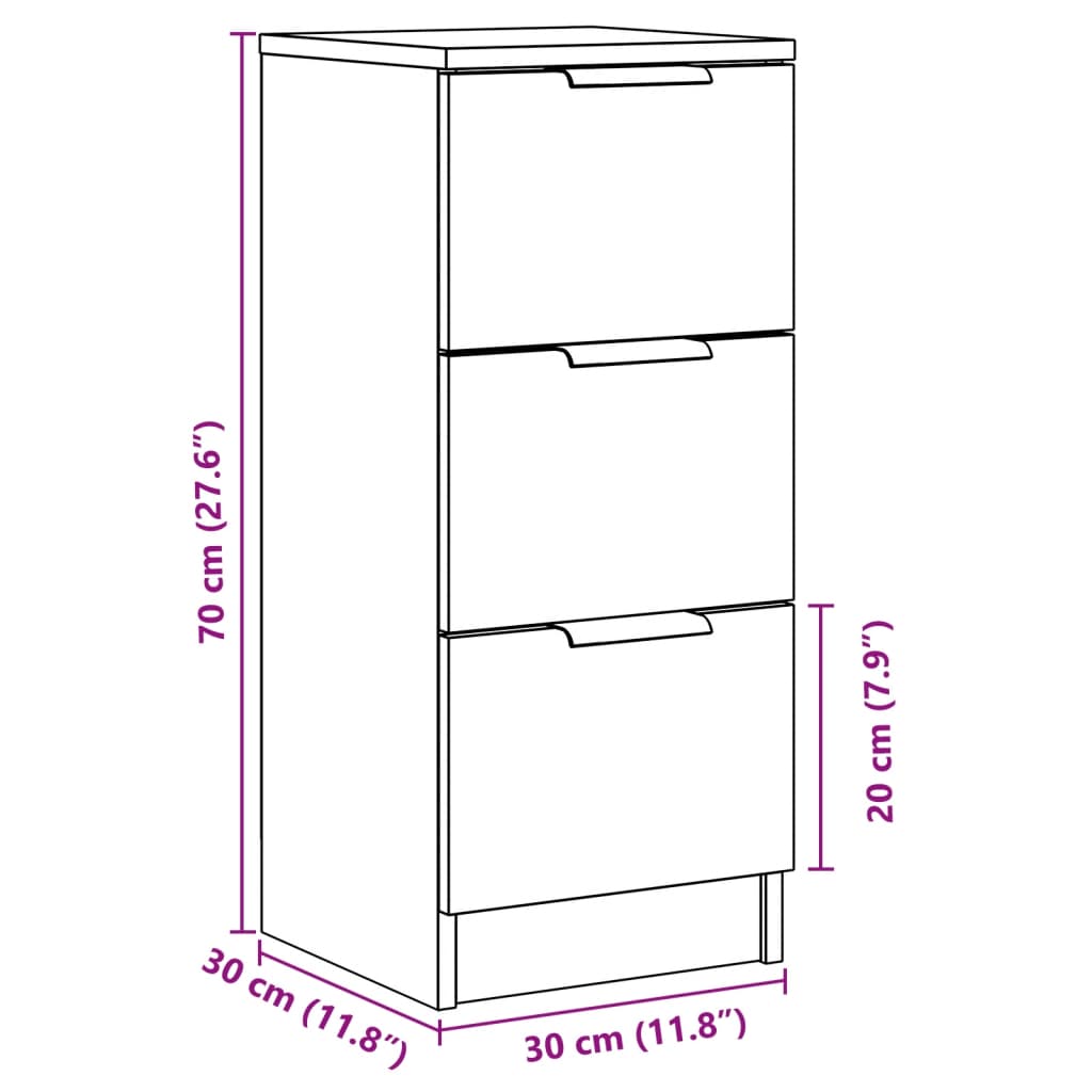 Cabinets, 2 pcs., artisan oak, 30x30x70 cm, composite wood