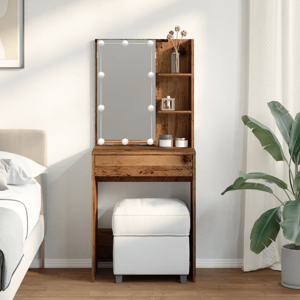 LED dressing table, old wood, 60x40x140 cm