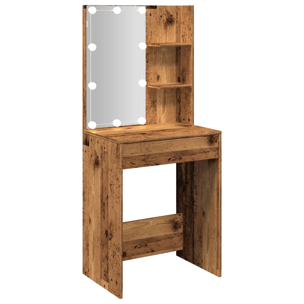 LED dressing table, old wood, 60x40x140 cm