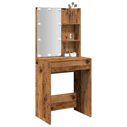 LED dressing table, old wood, 60x40x140 cm