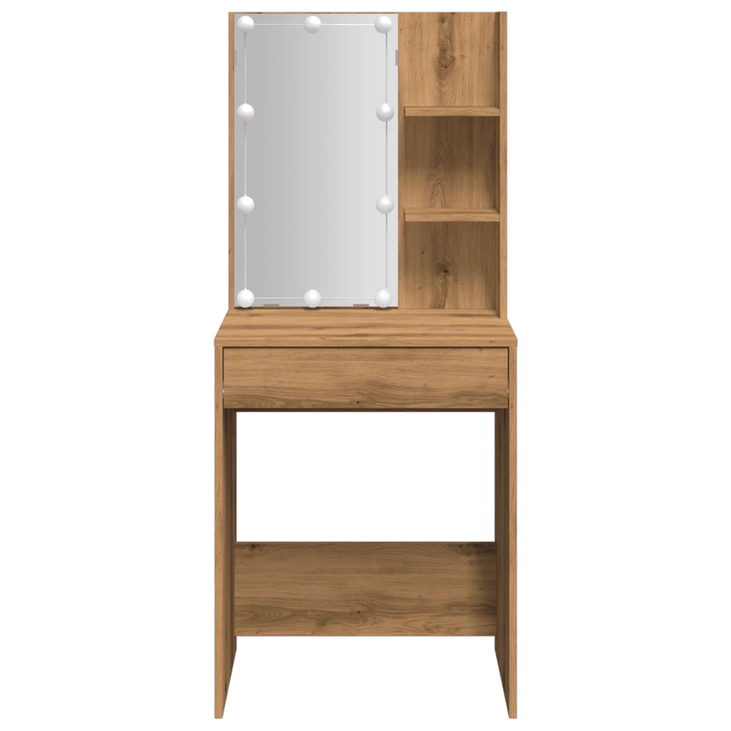 LED dressing table, handcrafted oak, 60x40x140 cm