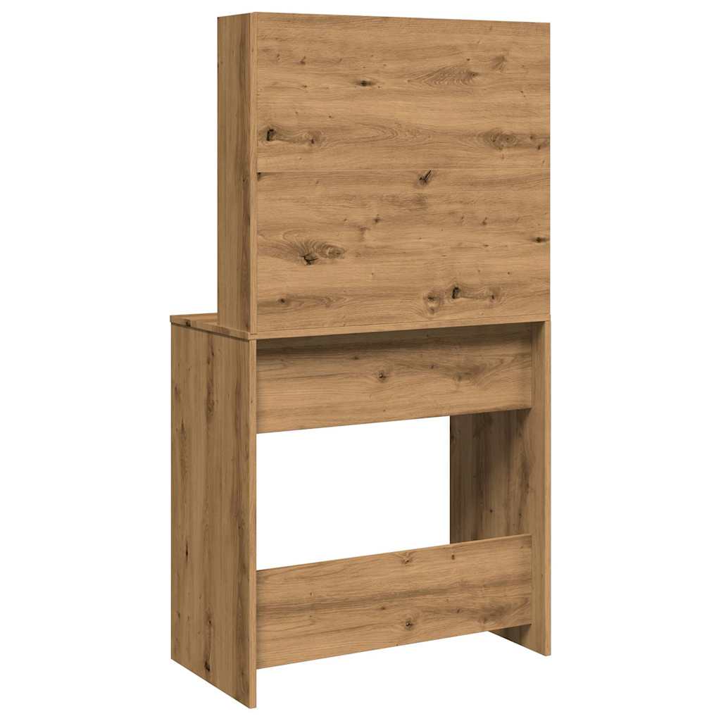 Dressing table with mirror, handcrafted oak, 74.5x40x141 cm