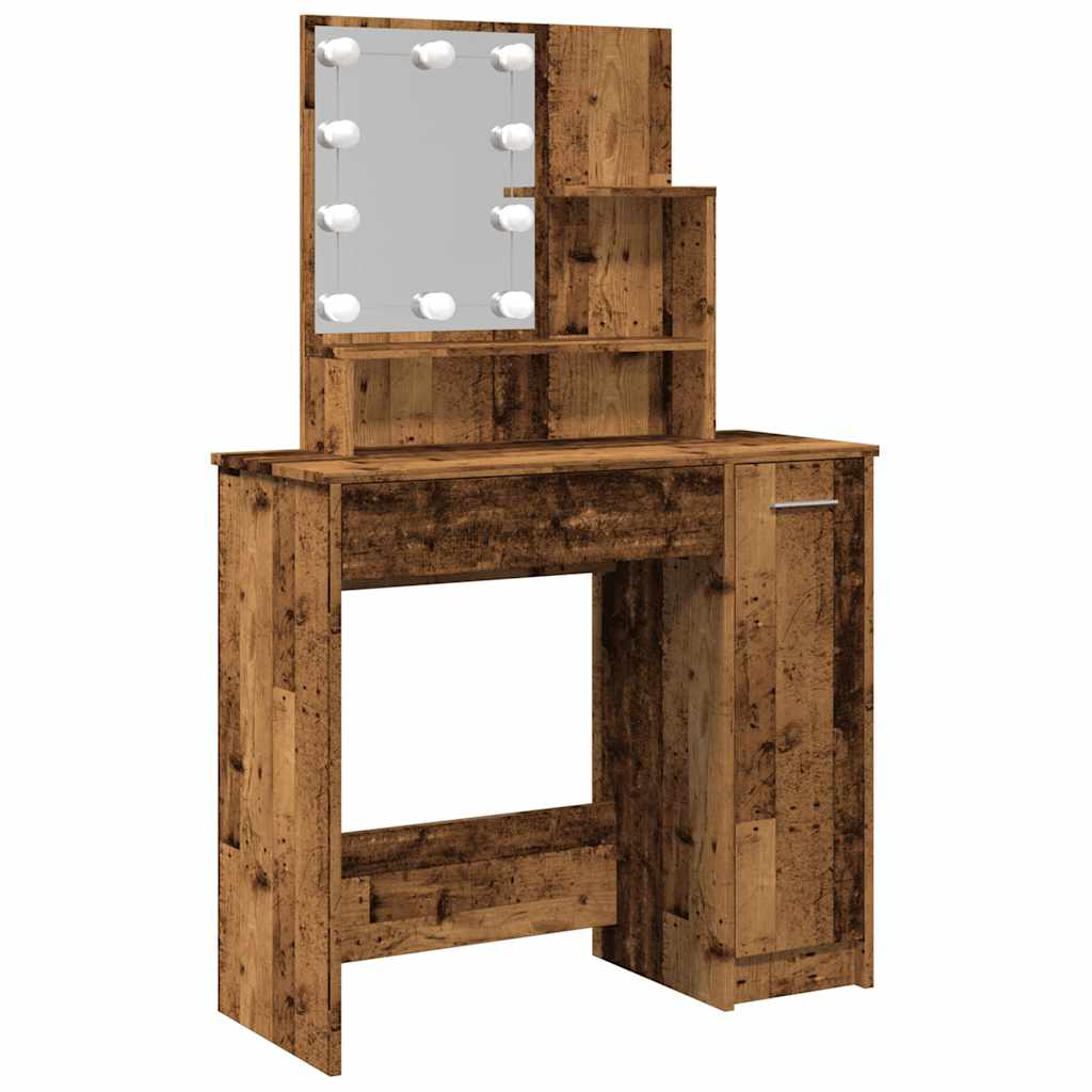 LED dressing table, old wood, 86.5x35x136 cm