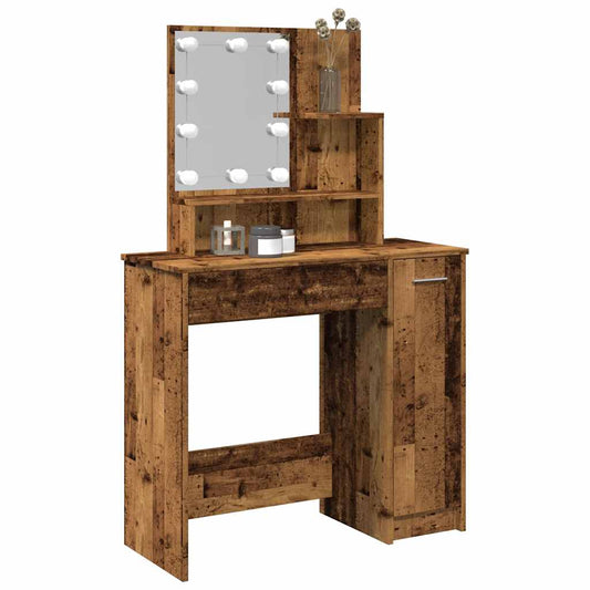 LED dressing table, old wood, 86.5x35x136 cm