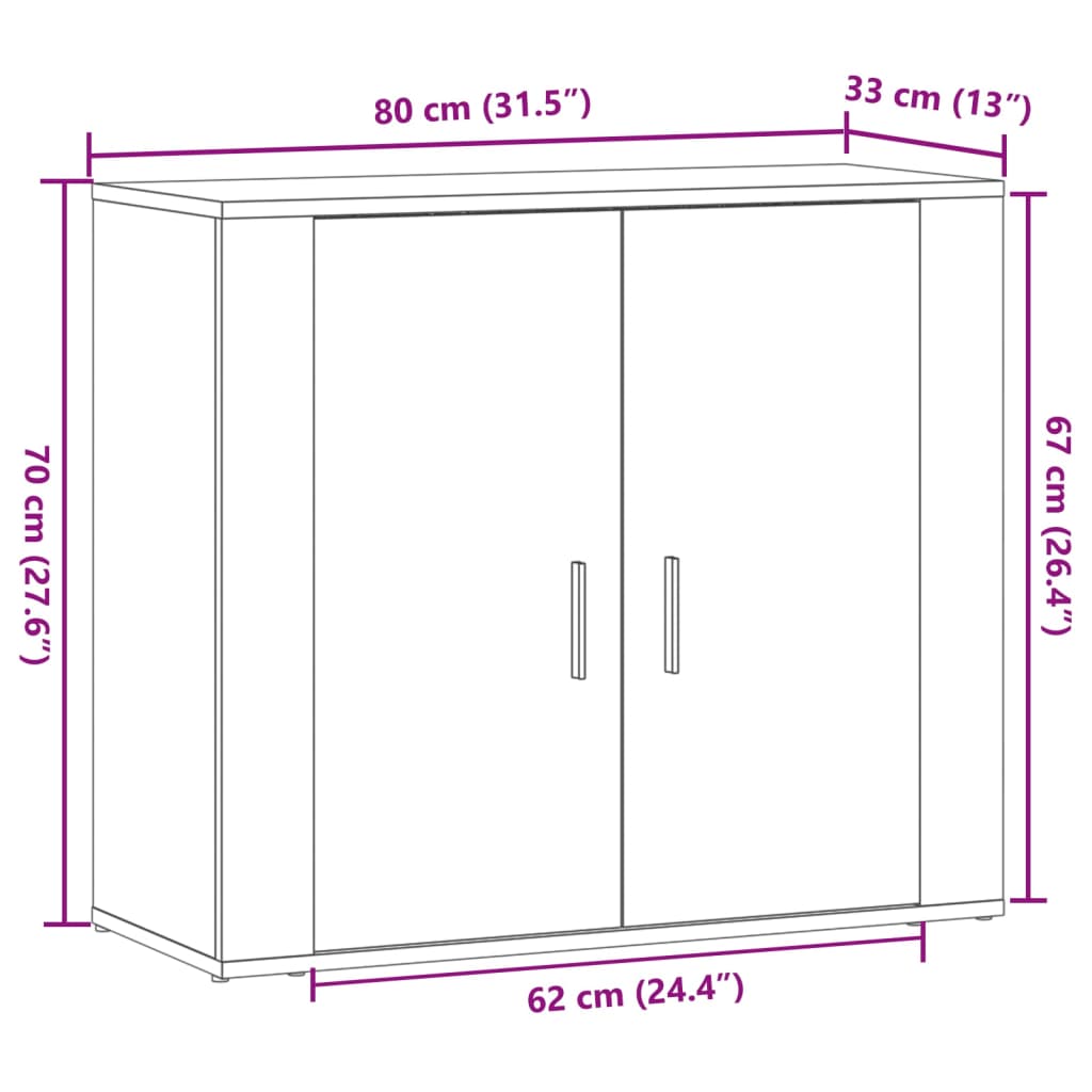 Cabinet, handcrafted oak, 80x33x70 cm, processed wood