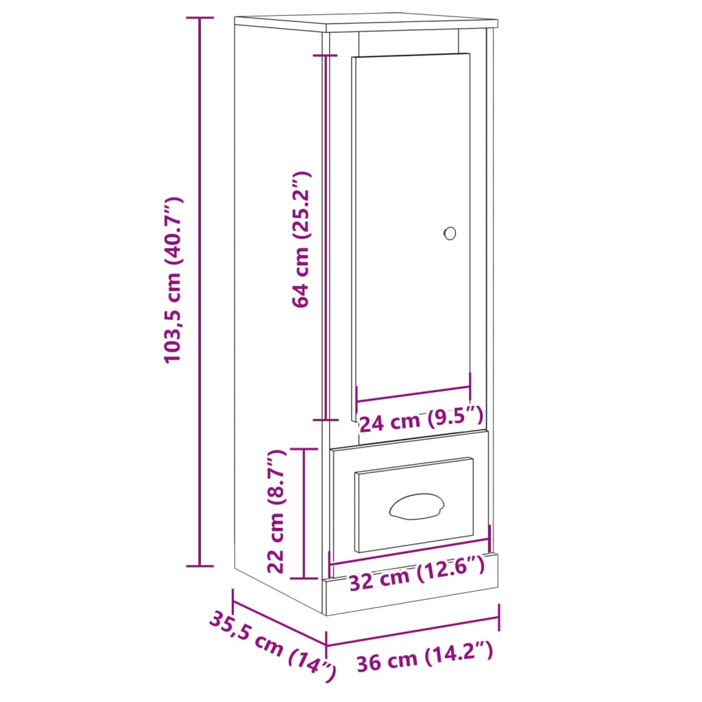 Tall cabinet, old wood, 36x35.5x103.5 cm, processed wood