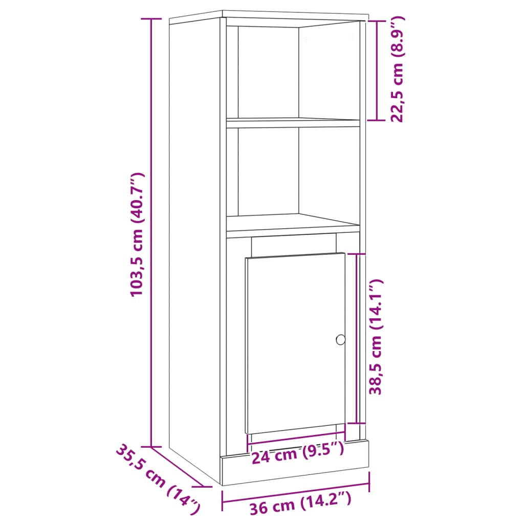 Tall cabinet, old wood, 36x35.5x103.5 cm, processed wood