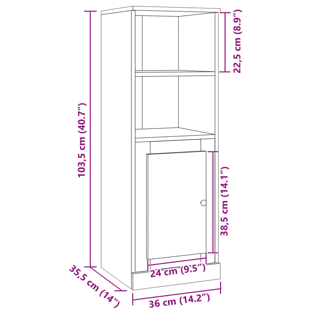 Tall cabinet, handcrafted oak, 36x35.5x103.5 cm, processed wood