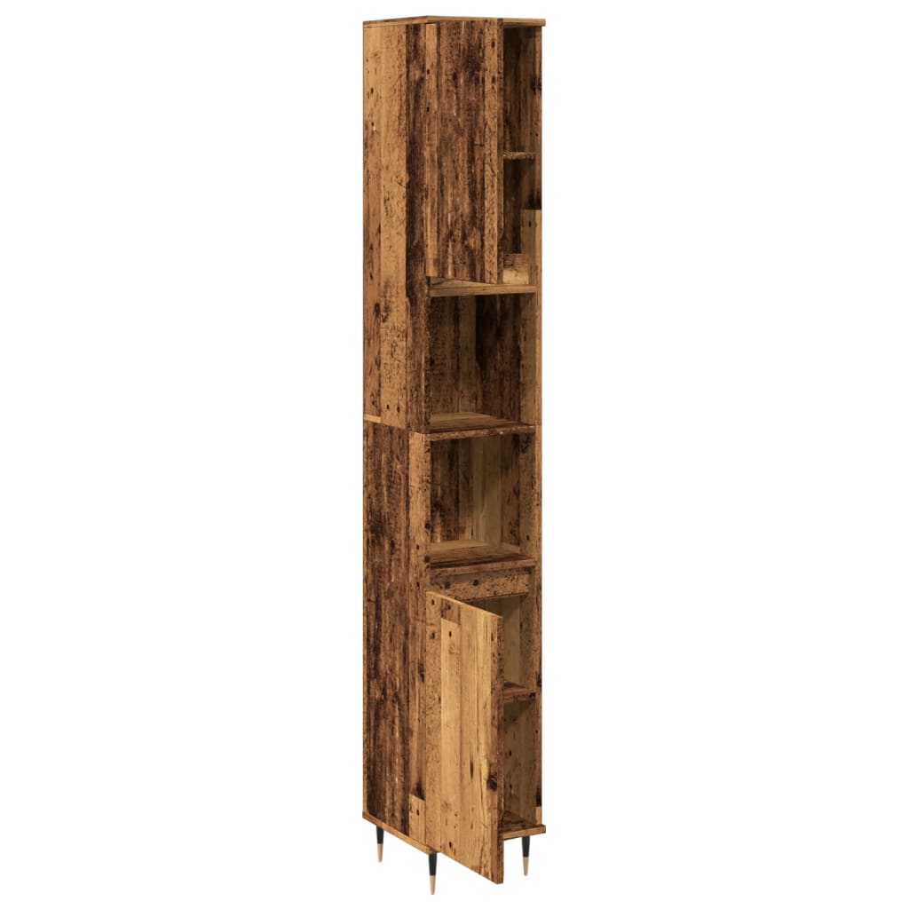 Bathroom cabinet, old wood, 30x30x190 cm, processed wood