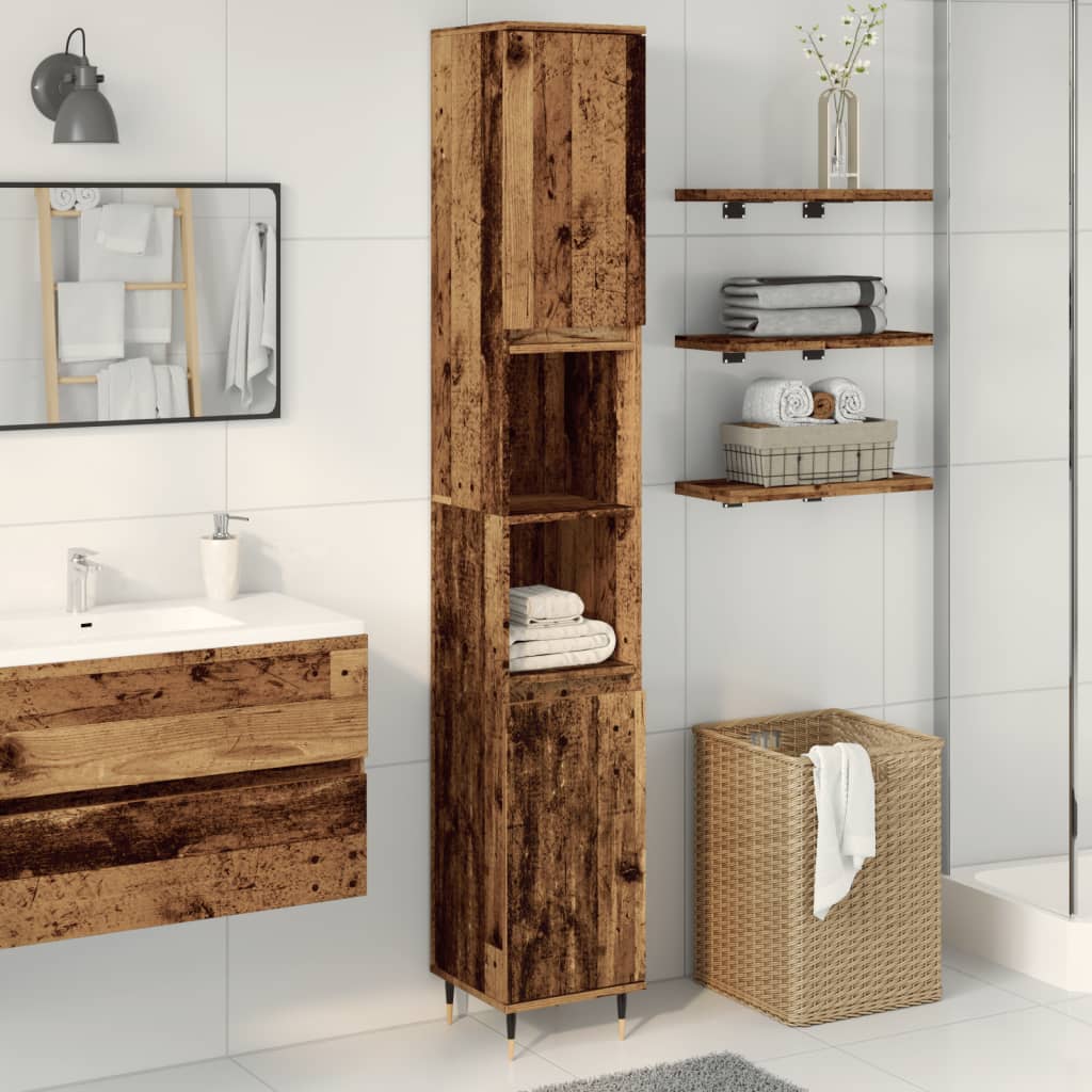 Bathroom cabinet, old wood, 30x30x190 cm, processed wood