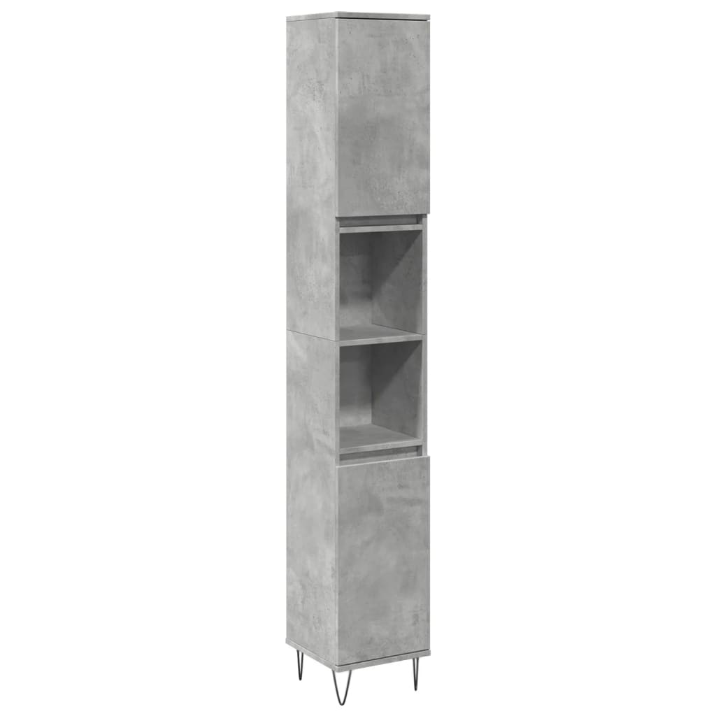 Bathroom cabinet, concrete grey, 30x30x190 cm, engineered wood