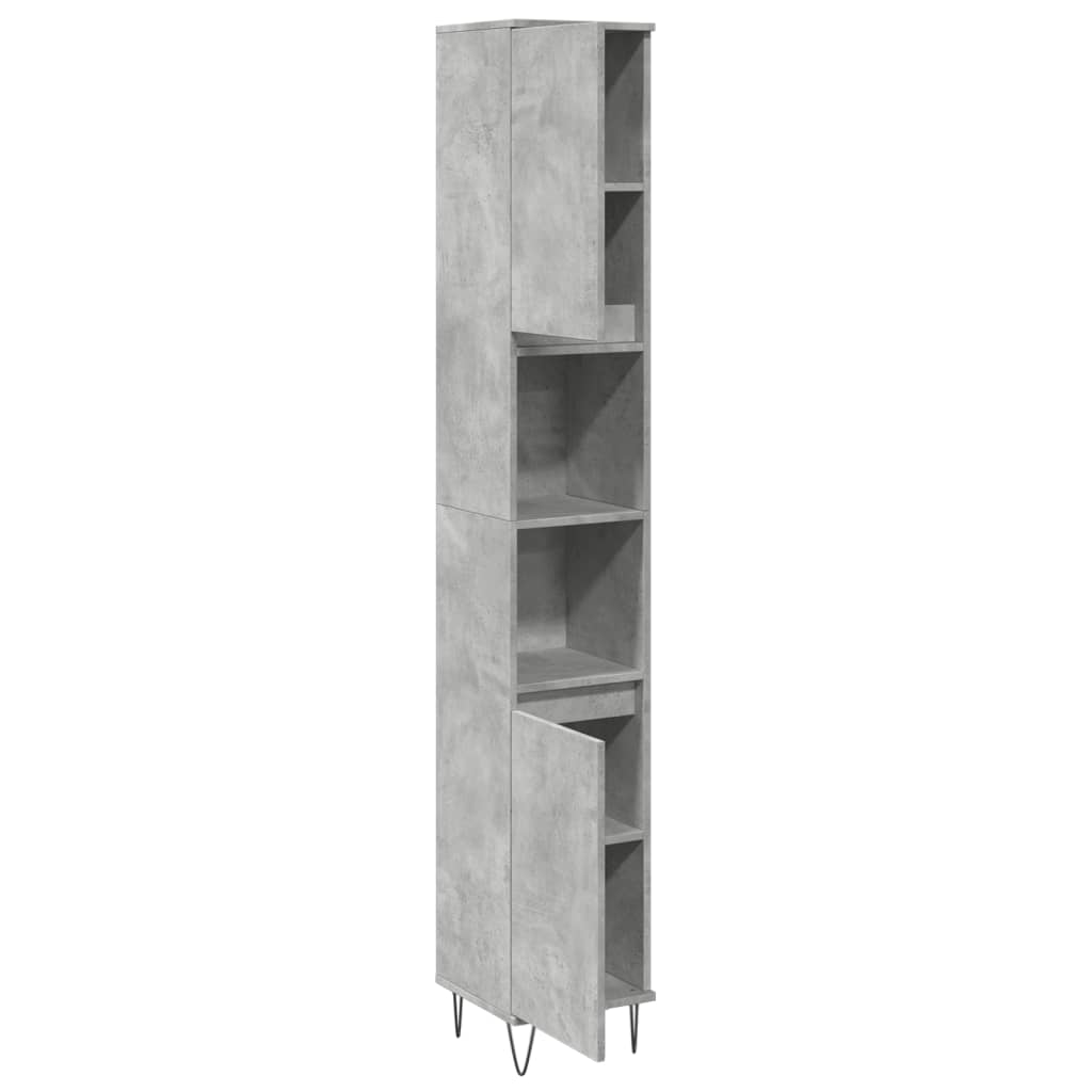 Bathroom cabinet, concrete grey, 30x30x190 cm, engineered wood