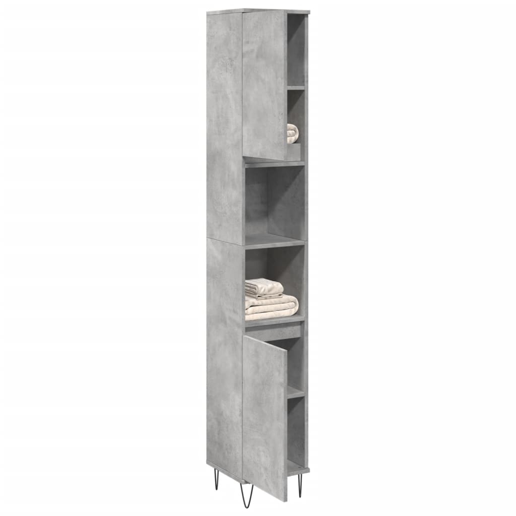 Bathroom cabinet, concrete grey, 30x30x190 cm, engineered wood