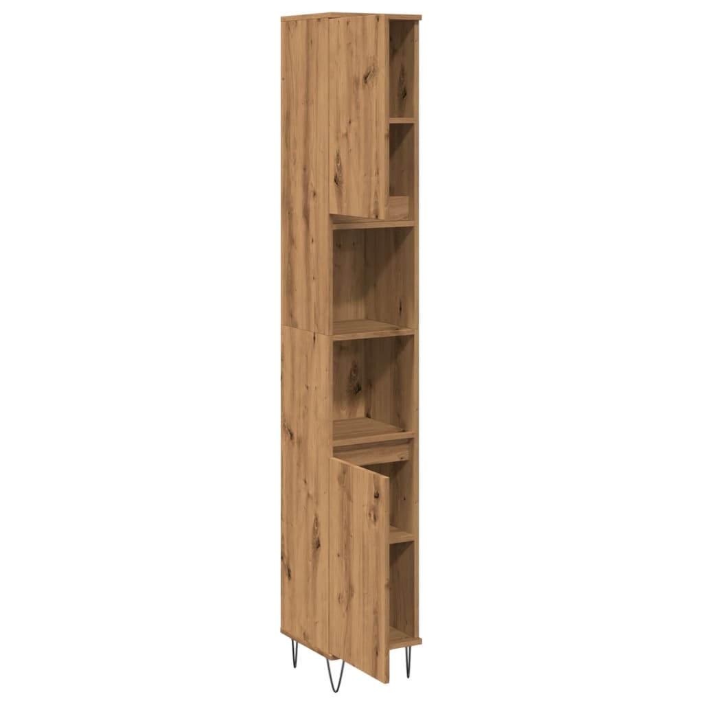 Bathroom cabinet, handcrafted oak, 30x30x190 cm, processed wood