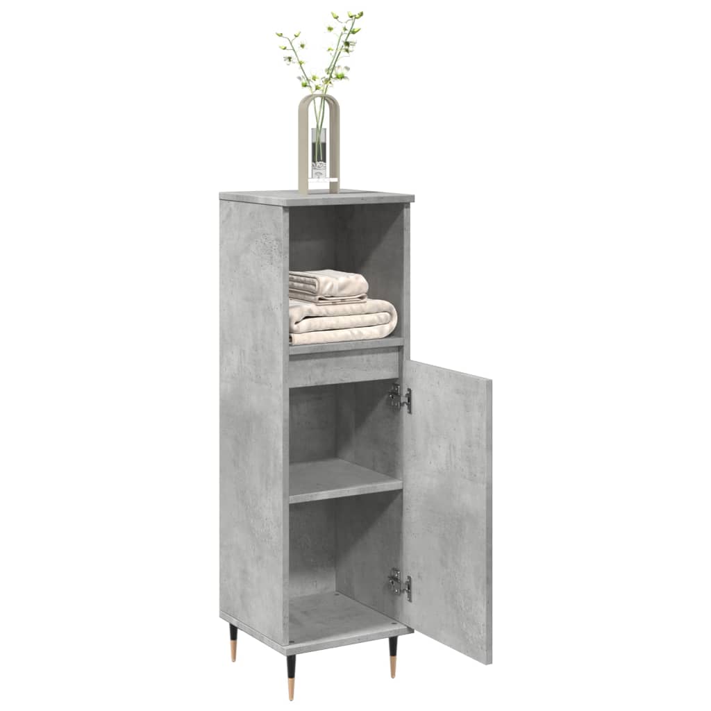 Bathroom cabinet, concrete grey, 30x30x100 cm, engineered wood