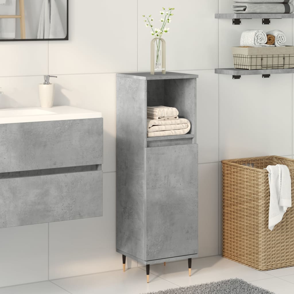 Bathroom cabinet, concrete grey, 30x30x100 cm, engineered wood