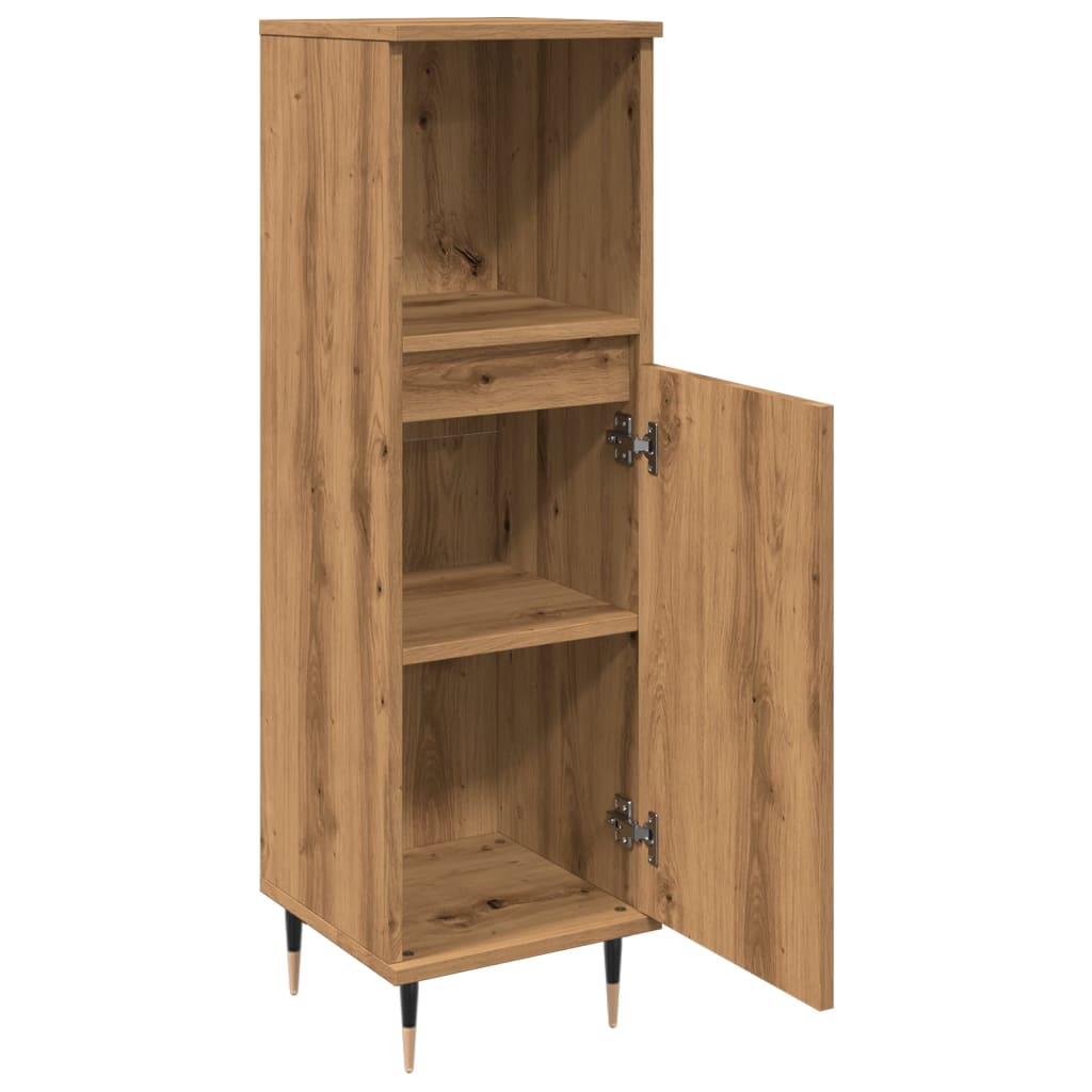 Bathroom cabinet, handcrafted oak, 30x30x100 cm, processed wood