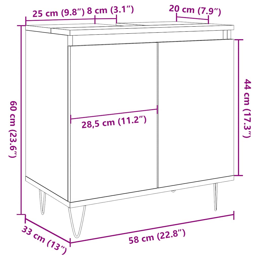 Dulap de baie, lemn vechi, 58x33x60 cm, lemn prelucrat