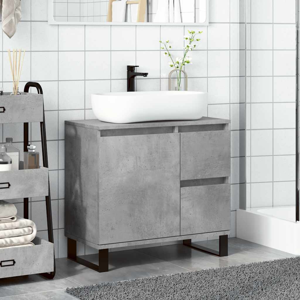 Bathroom sink cabinet, concrete gray, 65x33x60 cm, processed wood