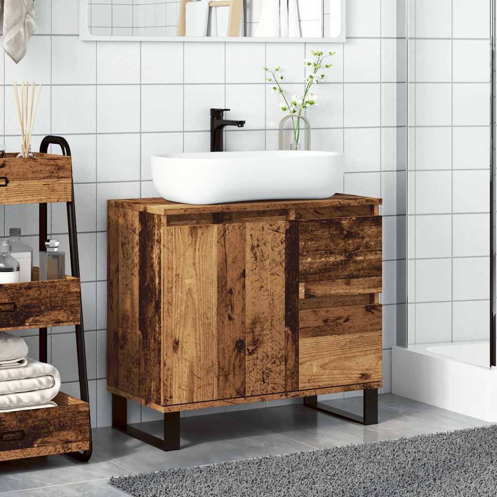 Bathroom sink cabinet, old wood, 65x33x60 cm, processed wood